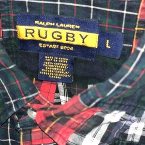 Rugby Ralph Lauren men’s patchwork plaid shirt.